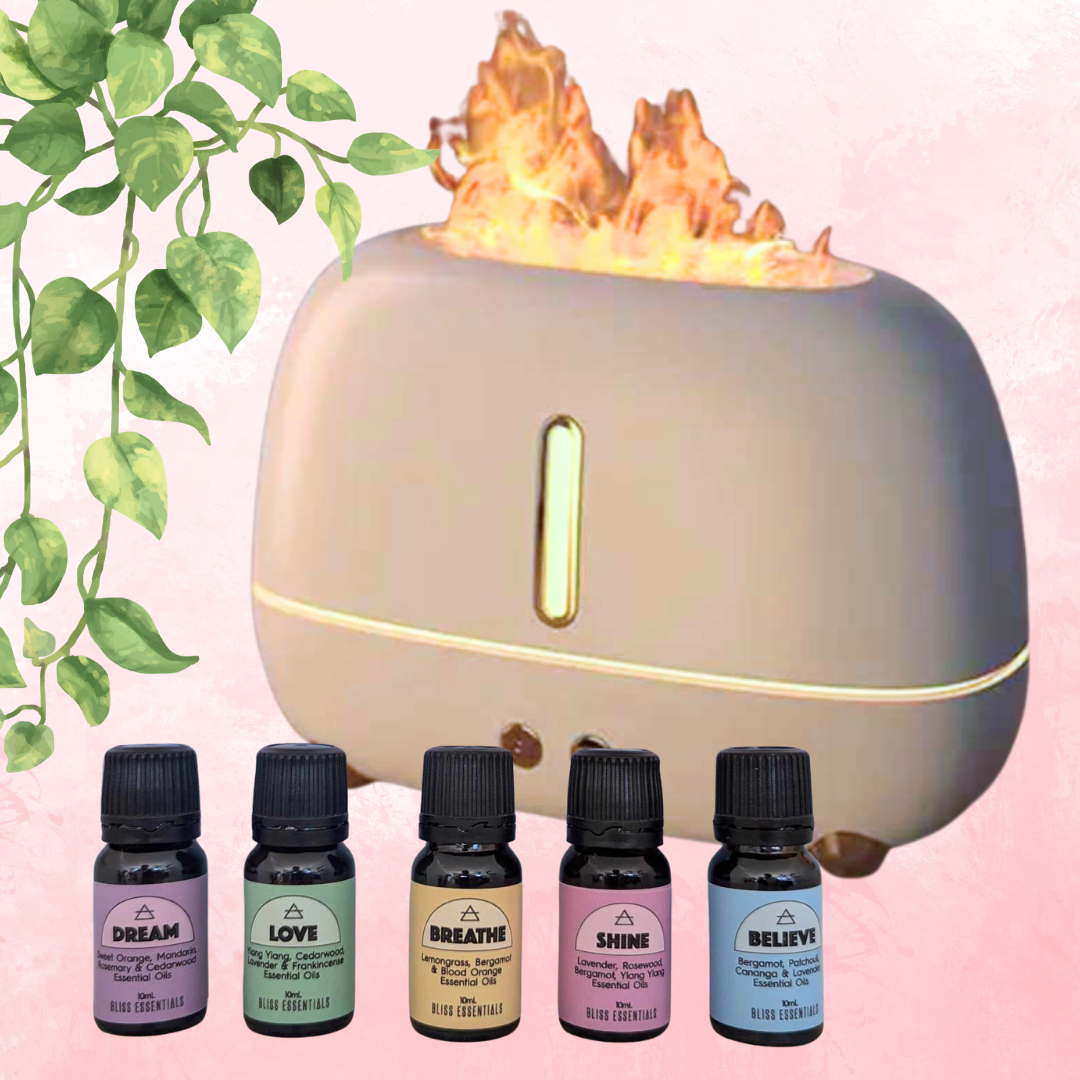 Essential Oil Blends 5 Pack + Free Flame Diffuser